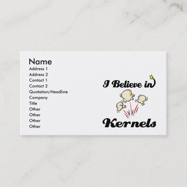 i believe in kernels business card (Front)