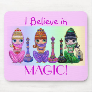 I Believe in Magic! Cute Little Big Eye Genies Mouse Pad