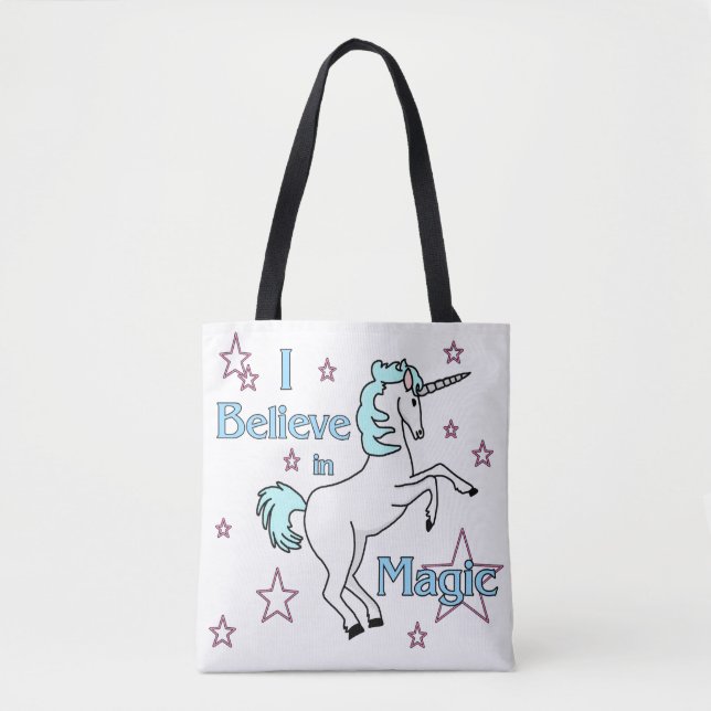 I Believe in Magic Unicorn Tote Bag (Front)
