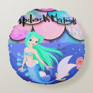 I Believe In Mermaids Throw Pillow