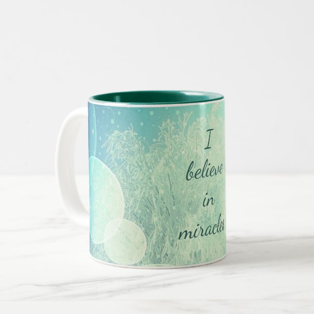 I believe in miracles frost design Two-Tone coffee mug (Front Left)