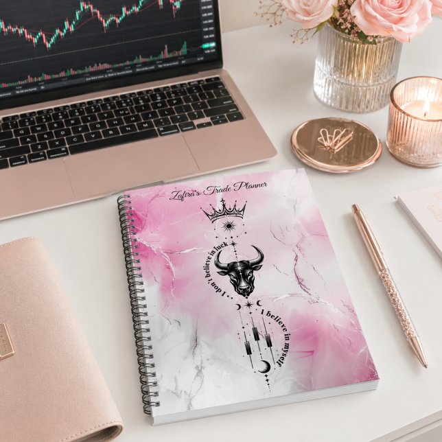 I Believe in Myself Pink Marble Trader Symbol Planner (Image shown for illustration purposes only.)
