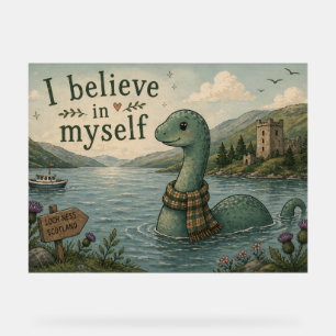 I believe in myself whimsical Loch Ness Monster Acrylic Sign