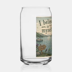 I believe in myself whimsical Loch Ness Monster Can Glass