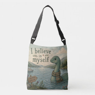 I believe in myself whimsical Loch Ness Monster Crossbody Bag