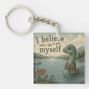 I believe in myself whimsical Loch Ness Monster Key Ring