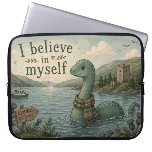 I believe in myself whimsical Loch Ness Monster Laptop Sleeve
