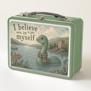 I believe in myself whimsical Loch Ness Monster Metal Lunch Box