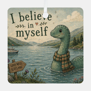 I believe in myself whimsical Loch Ness Monster Metal Tree Decoration