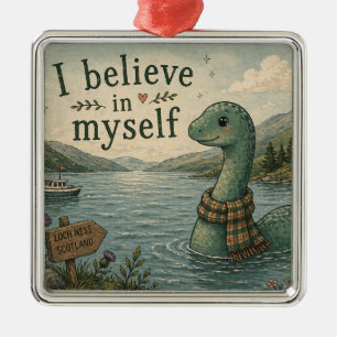 I believe in myself whimsical Loch Ness Monster Metal Tree Decoration