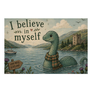 I believe in myself whimsical Loch Ness Monster Poster