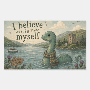 I believe in myself whimsical Loch Ness Monster Rectangular Sticker