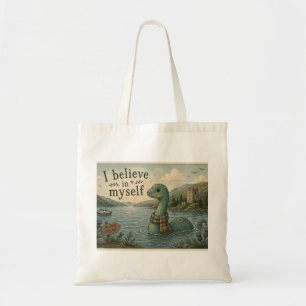 I believe in myself whimsical Loch Ness Monster Tote Bag