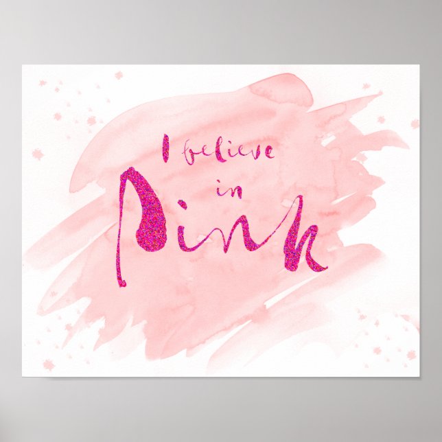 I Believe In Pink Watercolor Audrey Hepburn Quote Poster (Front)