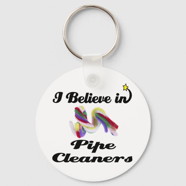 i believe in pipe cleaners key ring (Front)