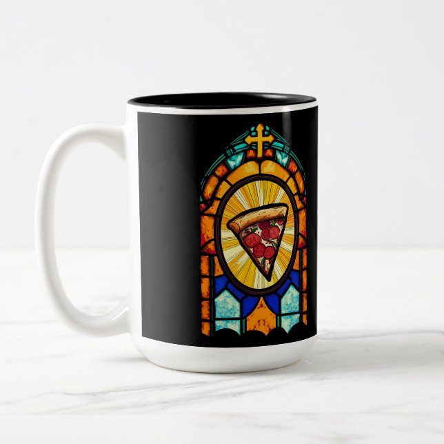 I believe in pizza Two-Tone coffee mug (Left)