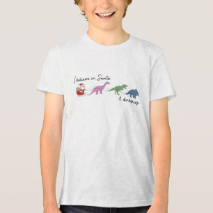 I Believe in Santa and Dinosaurs Fun Kids Tri-Blend Shirt