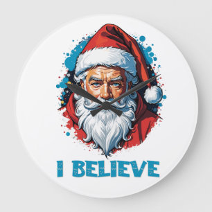 I Believe in Santa Claus Graffiti Style Design Large Clock