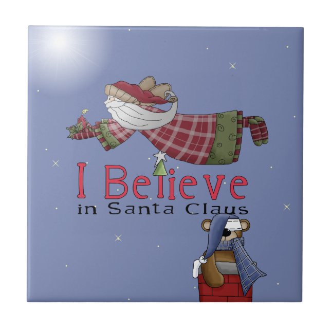 I Believe in Santa Gift Tile Trivet (Front)