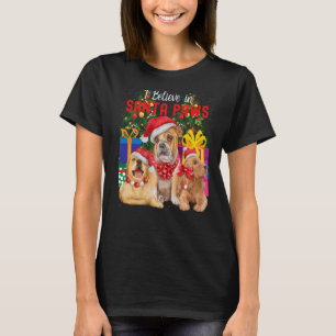 I Believe In Santa Paws  Cute Dogs Wearing Xmas Ha T-Shirt
