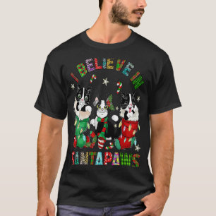I Believe In Santapaws Cute Black Cat Outfit For C T-Shirt