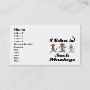 i believe in sock monkeys business card