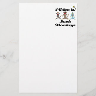 i believe in sock monkeys stationery