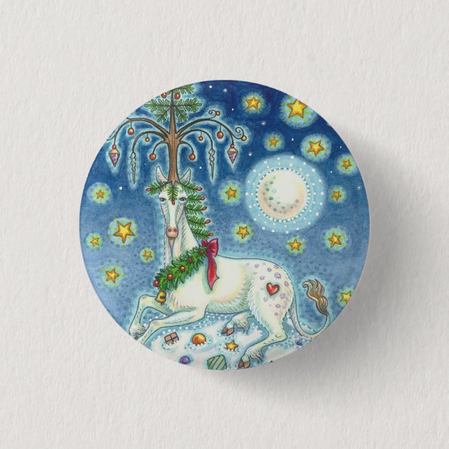 I BELIEVE IN THE CHRISTMAS UNICORN HOLIDAY BUTTON (Front)