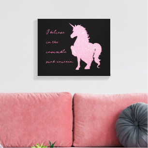 I believe in the invisible pink unicorn. canvas print