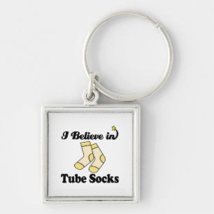 i believe in tube socks key ring