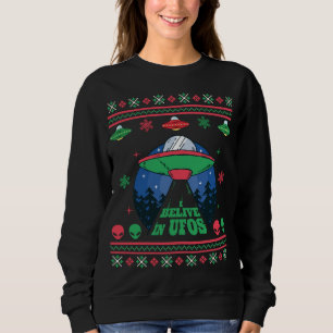 I Believe In UFOs Ugly Christmas Sweater