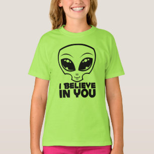 I Believe In You Alien In Black Line T-Shirt