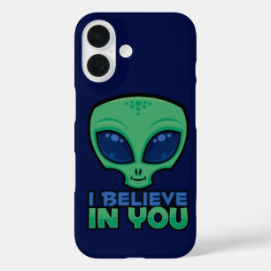 I Believe In You Friendly Cartoon Alien iPhone 16 Case