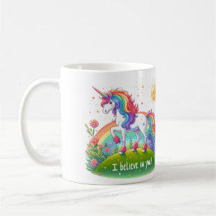 I believe in you unicorn coffee mug
