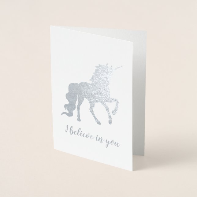 I believe in you Unicorn Silver Foil Card (Front)