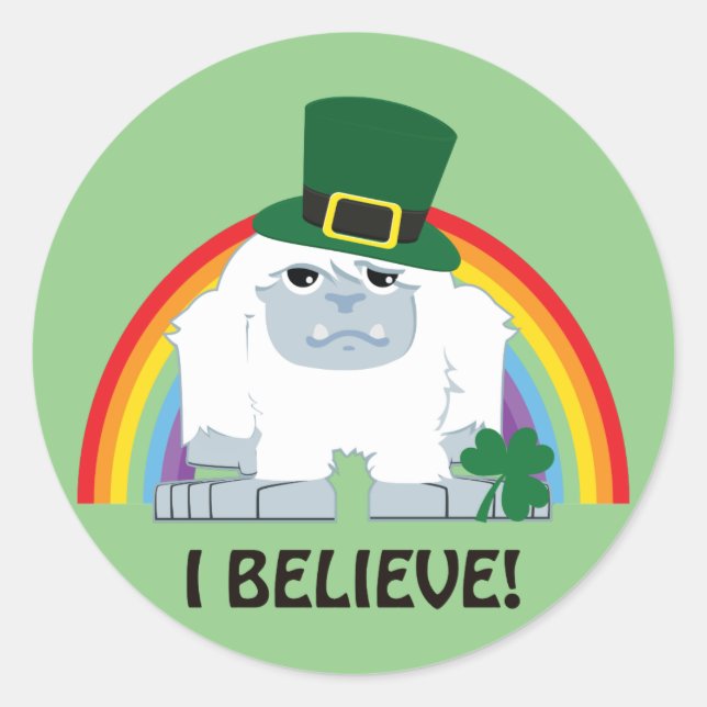 I Believe! Leprechaun Yeti Classic Round Sticker (Front)