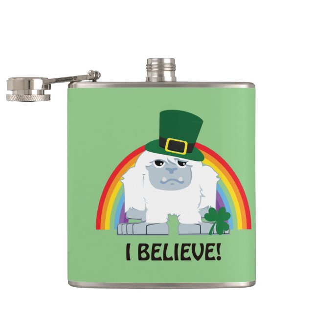 I Believe! Leprechaun yeti Hip Flask (Opened)