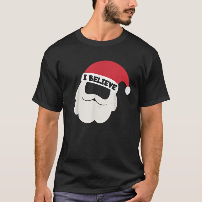 I Believe Santa Beard Family Christmas Pajama I Be T-Shirt (Front)