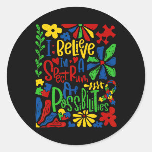 I Belive In A Spectrum Of Possibilities Retro Auti Classic Round Sticker