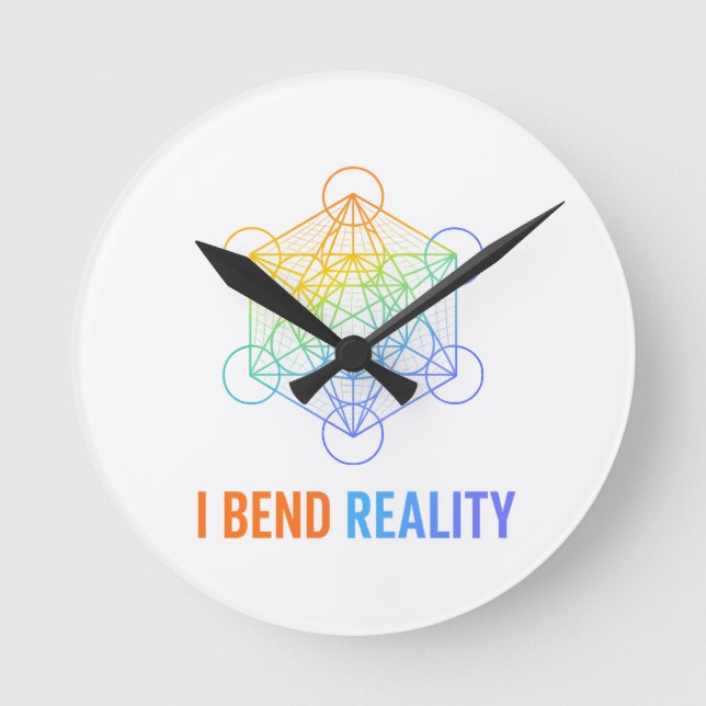 I Bend Reality – Sacred Geometry Energy Design Round Clock (Front)