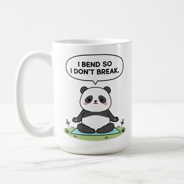 “I Bend So I Don’t Break” panda design Coffee Mug (Left)
