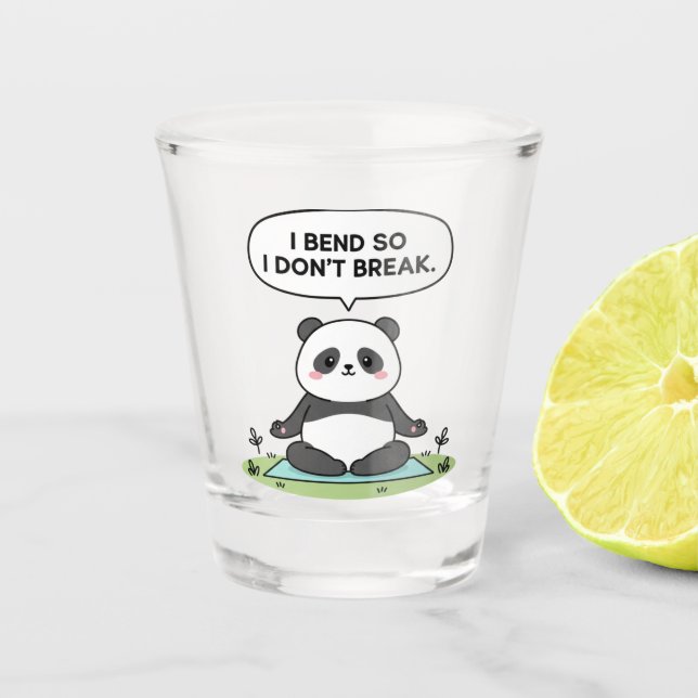 “I Bend So I Don’t Break” panda design Shot Glass (Front)