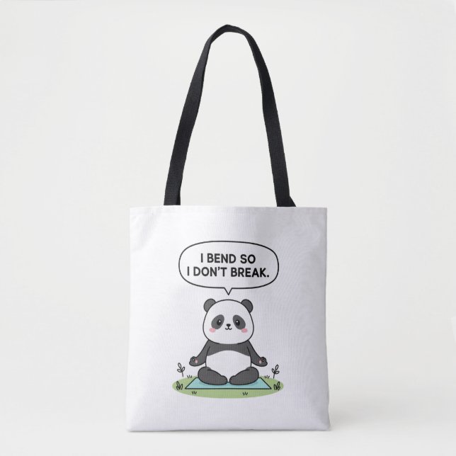 “I Bend So I Don’t Break” panda design Tote Bag (Front)