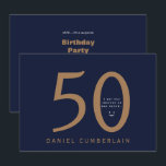 I bet You Thought He Was Older Funny Navy Birthday Invitation<br><div class="desc">Fifty. 50th Birthday Invitation.  Funny.  Man.   Date,  place,  RSVP included.  Navy & Gold.  No gifts.  Surprise.</div>