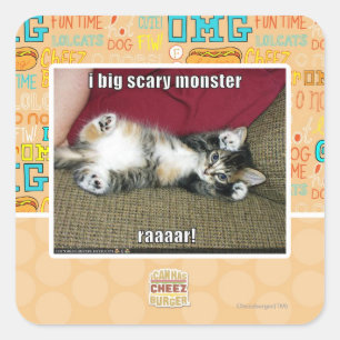 I big scary monster square sticker