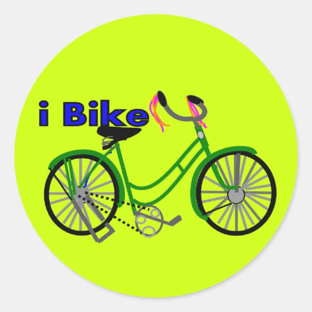 I bike  (bicycle) drawing 1950 bike classic round sticker (Front)