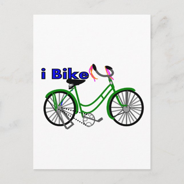 I bike  (bicycle) drawing 1950 bike postcard (Front)