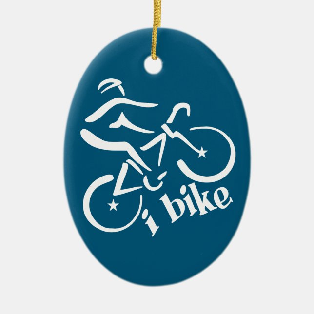 I BIKE ornament, customise Ceramic Tree Decoration (Front)