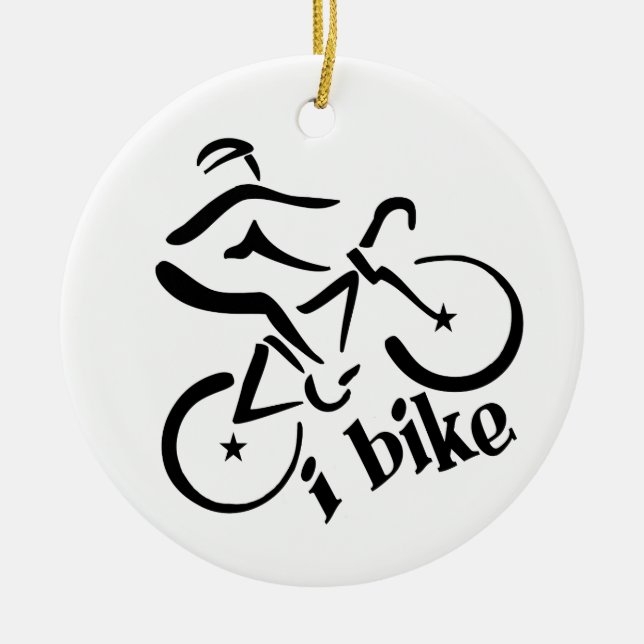 I BIKE ornament, customise Ceramic Tree Decoration (Front)
