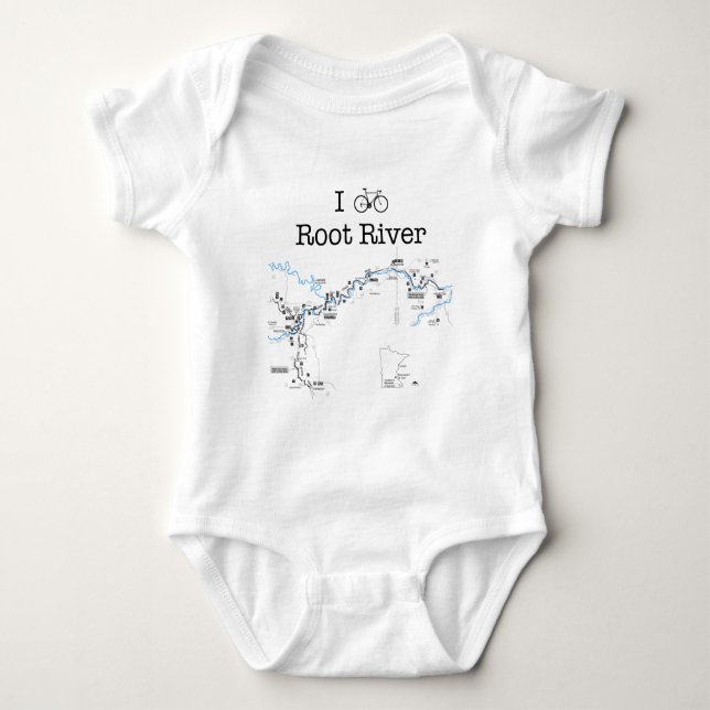 I Bike Root River Baby Bodysuit (Front)
